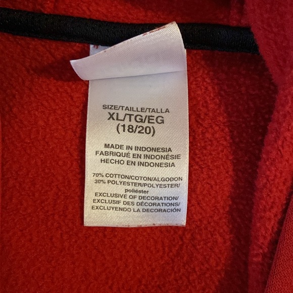 Boys XL Adidas hoodie Red with black and white detailing - Picture 4 of 7